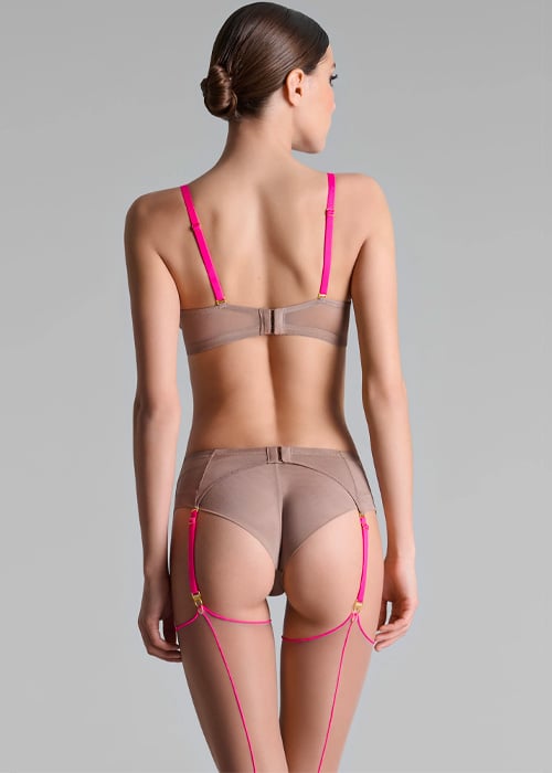 Maison Close Corps a Corps Taupe Neon Pink Suspender Belt image