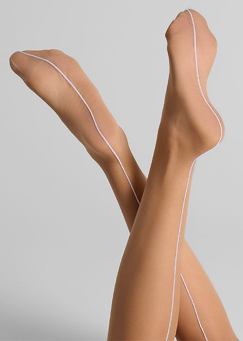 Maison Close Cut And Curled Nude White Seamed Stockings image