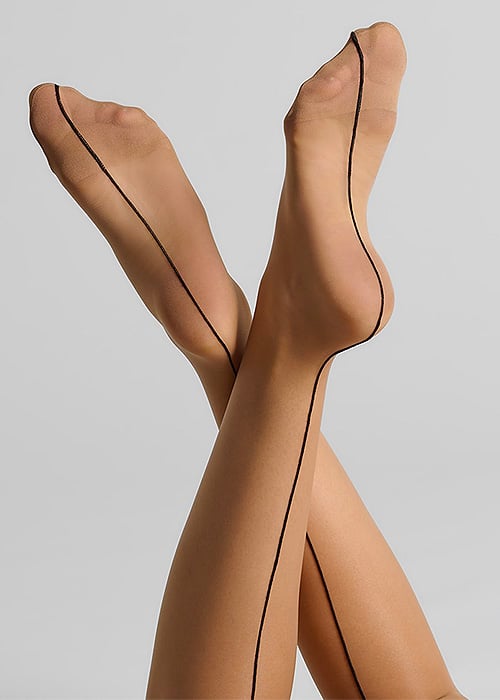 Maison Close Cut and Curled Backseamed Stockings Nude With Black Seam image