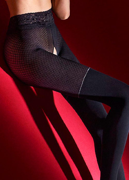 Marilyn Hot Diamond Crotchless Opaque Tights BottomZoom 2