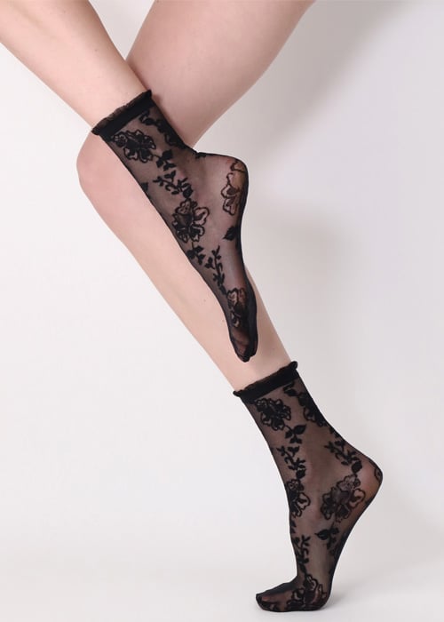 Oroblu Floral Lace Trim Socks