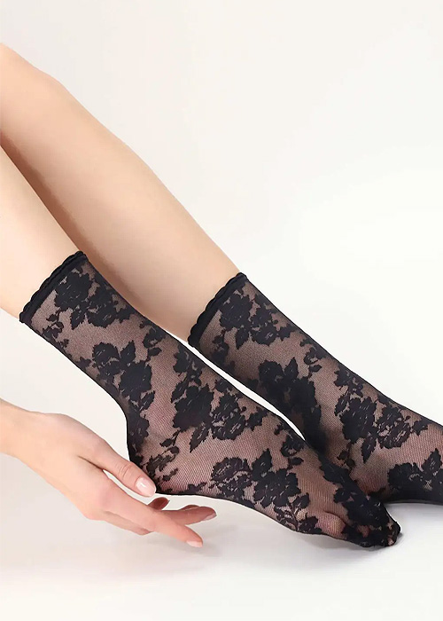Oroblu Little Roses Floral Lace Ankle Highs image