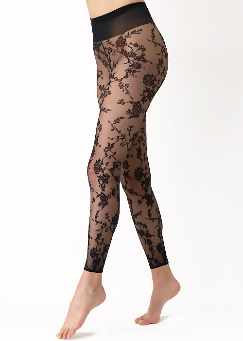42 "HIPS LACE TIGHTS FOOTLESS DIAMOND  PATTERN ONE SIZE SUPER STRETCH SIZE 34"