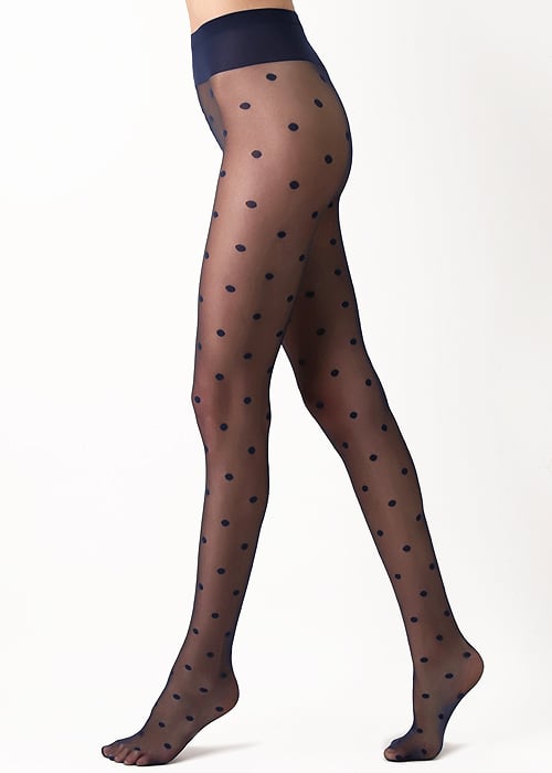 Oroblu Romantic Polka Dot Navy Tights SideZoom 3