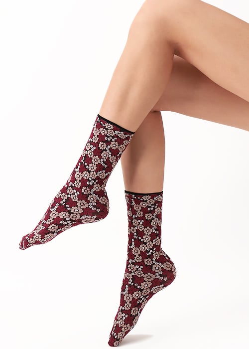 Oroblu Texture Flowery Ankle High