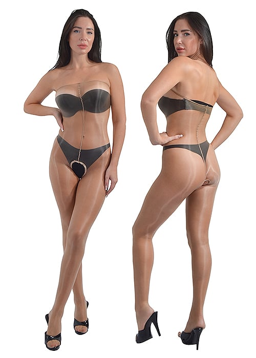 Pearl And Poseidon Desponia Crotchless Chest High Ultra Shine Tights Product image
