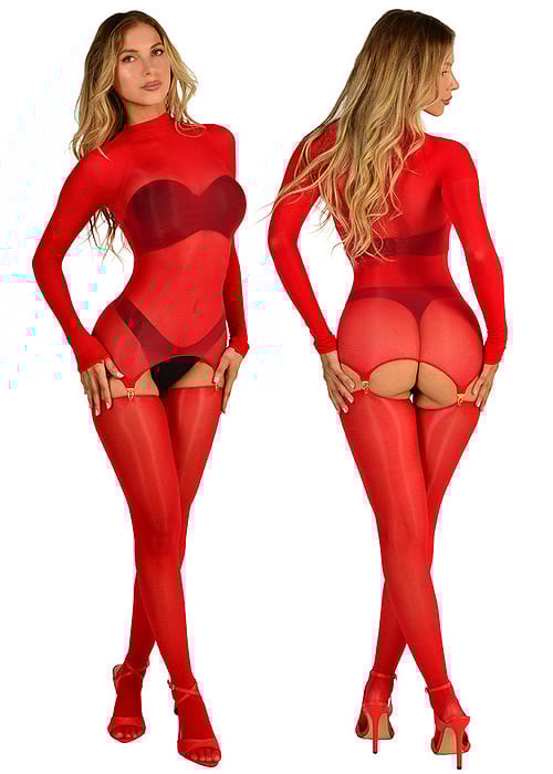 Pearl And Poseidon Lucienne Glossy Dress And Stockings Set image