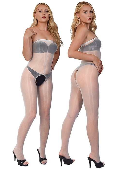 Pearl And Poseidon Ophelia Glossy Crotchless Chest High Tights SideZoom 4