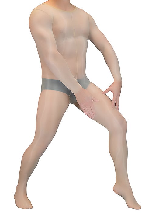 Pearl And Poseidon Bacchus Sheer Glossy Long Sleeved Bodystocking For Men image