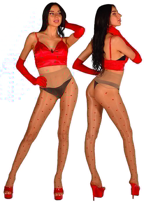 Pearl and Poseidon Bisous Heart Oil Shine Seamless Tights image