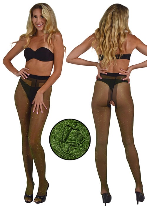 Pearl and Poseidon Vorena Sparkle Crotchless Tights image