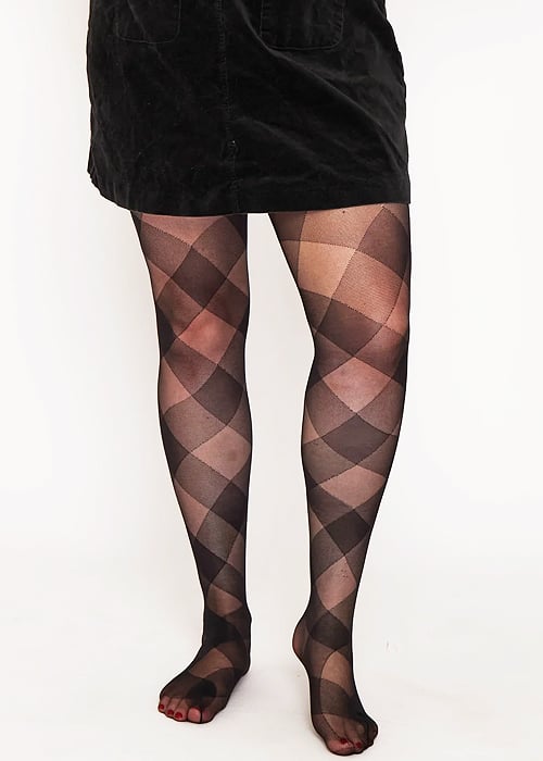 Pamela Mann Diamond Check Curvy Super Stretch Tights image