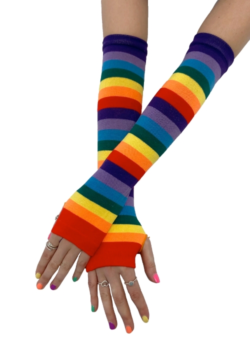 Pamela Mann Rainbow Stripe Fingerless Gloves