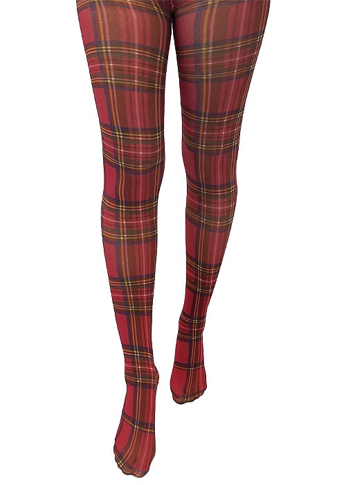 Pamela Mann Original Red Tartan Printed Tights image