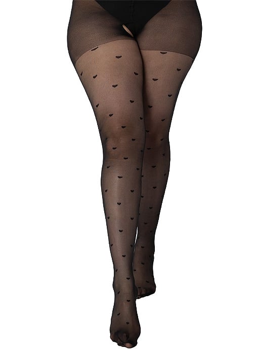 Pamela Mann Sheer Heart Crotchless Curvy Super Stretch Tights image
