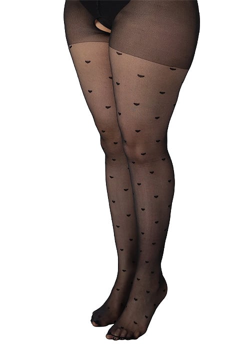 Pamela Mann Sheer Heart Crotchless Curvy Super Stretch Tights image