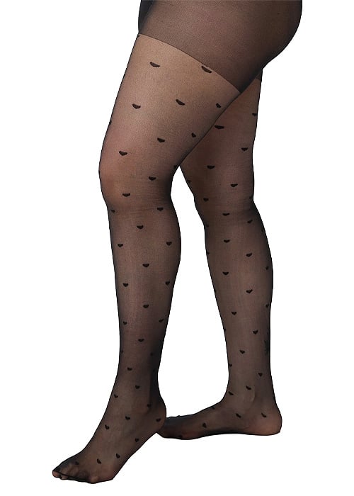 Pamela Mann Sheer Heart Crotchless Curvy Super Stretch Tights image