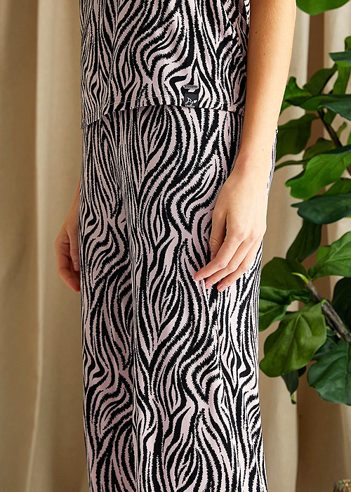 Pretty You London Animal Print Bamboo Cami and Trouser Pyjama Set SideZoom 3