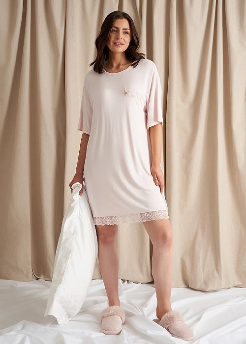 Pretty You London Bamboo Lace Powder Puff Tee Dress image