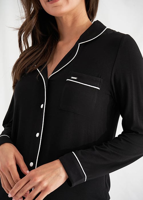 Pretty You London Black Bamboo Pyjama Set image