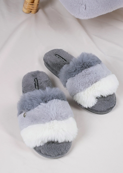 Pretty You London Charley Grey Slippers SideZoom 2