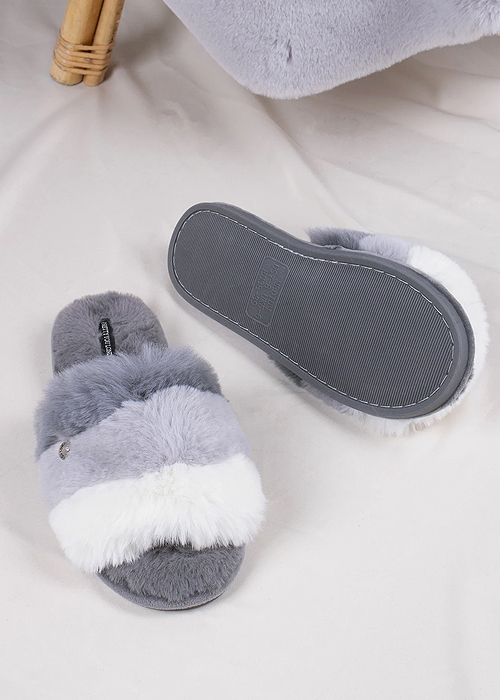 Pretty You London Charley Grey Slippers BottomZoom 3
