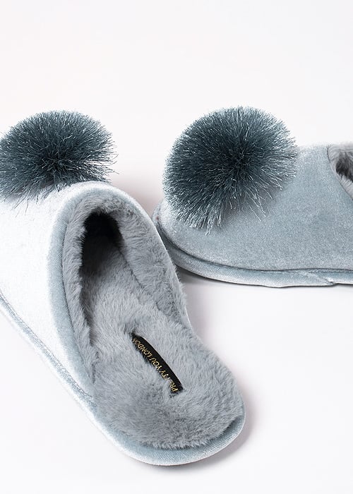 Pretty You London Coco Duck Egg Slippers SideZoom 3