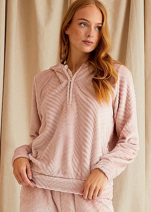 Pretty You London Cosy Chevron Rose Lounge Suit SideZoom 2