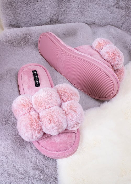 Pretty You London Dolly Pink Slippers SideZoom 3