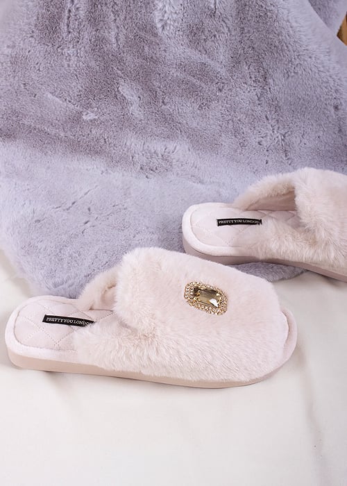 Pretty You London Fifi Powder Puff Slippers image