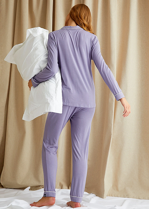 Pretty You London Lavender Bamboo Pyjama Set SideZoom 3