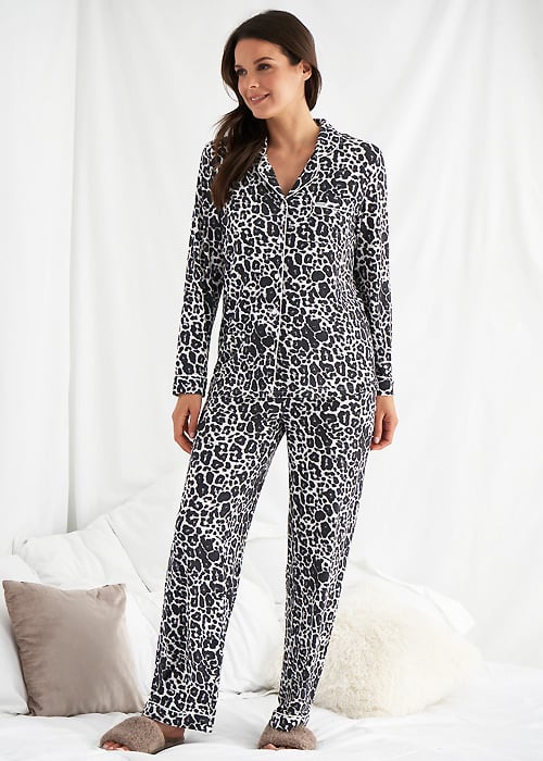 Pretty You London Luxe Leopard Bamboo Pyjama Set SideZoom 4