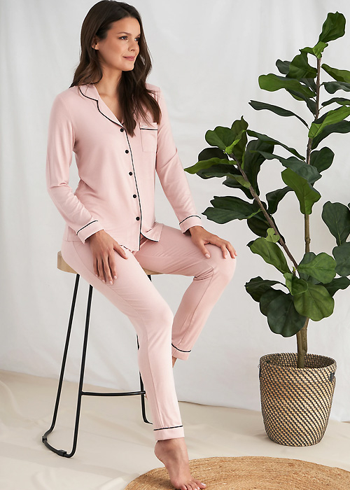 Pretty You London Pink Bamboo Pyjama Set