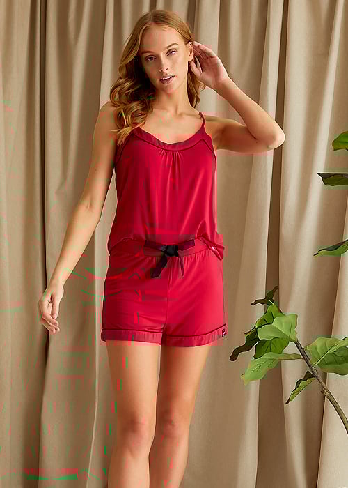 Pretty You London Scarlet Bamboo Cami and Short Pyjama Set SideZoom 4