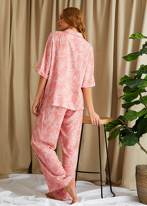 Pretty You London Studio Coral Long Pyjama Set SideZoom 3