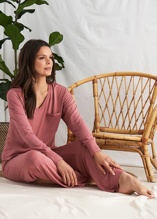 Pretty You London Terracotta Bamboo Loungewear Set SideZoom 4