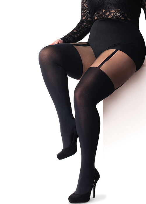 Pretty Polly Curves Suspender Tights SideZoom 2