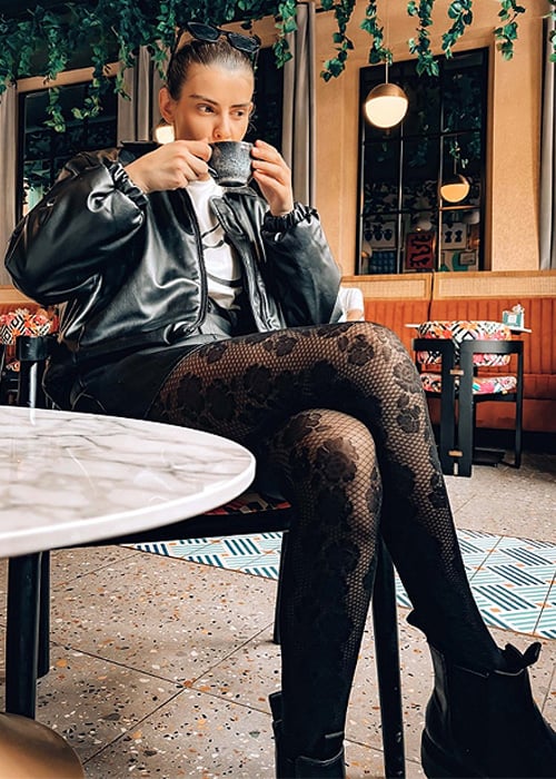 Pretty Polly Floral Footless Tights image