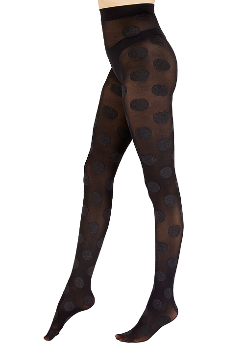 Pretty Polly Large Spot Black Tights SideZoom 3