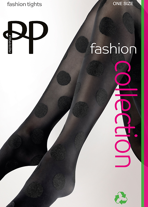 Pretty Polly Large Spot Black Tights SideZoom 2