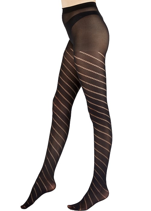 Pretty Polly Spiral Black Tights SideZoom 3