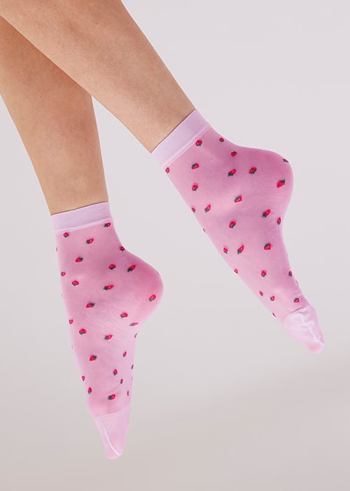 Pretty Polly Strawberry Sheer Socks SideZoom 2