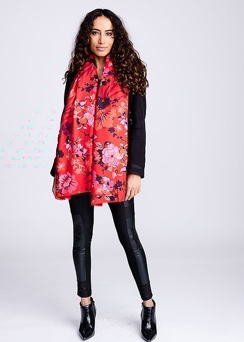 Pia Rossini Marlowe Red Scarf And Monroe Glove image