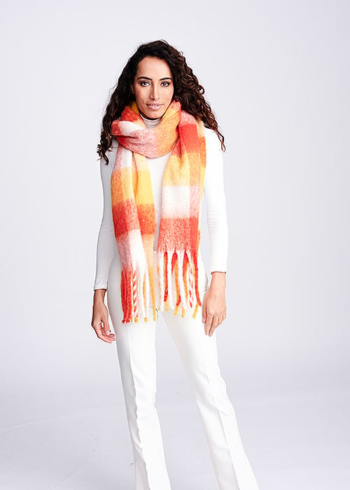 Pia Rossini Natalie Orange Check Scarf