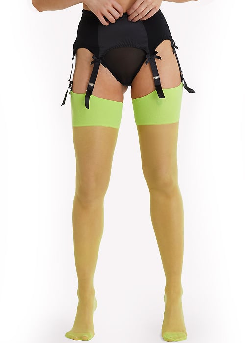 Playful Promises Acid Lime Seamed Stockings SideZoom 2