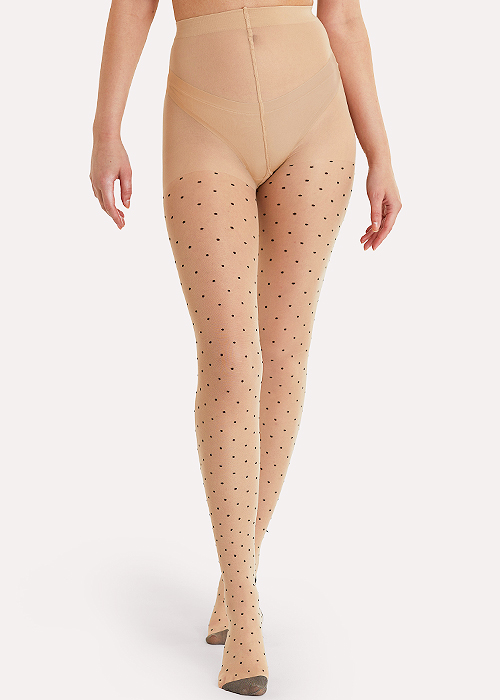 Playful Promises Dotty Seamed Tights With Bow image