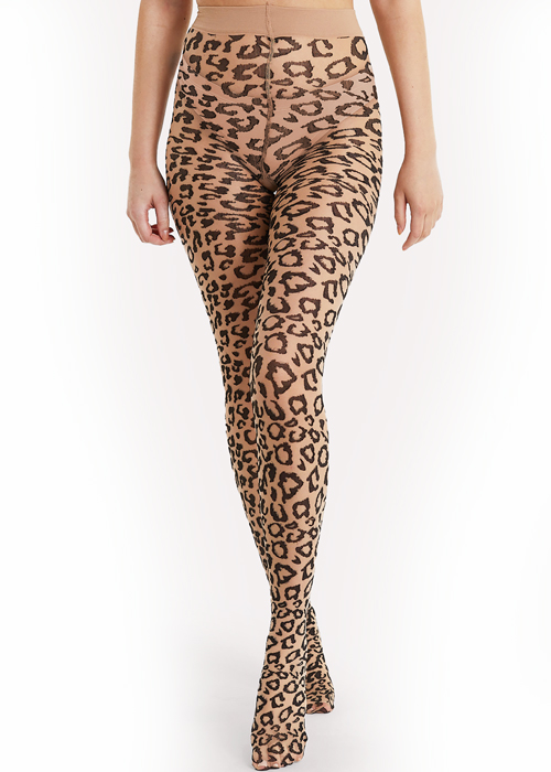 Playful Promises Leopard Knit Nude Tights SideZoom 2