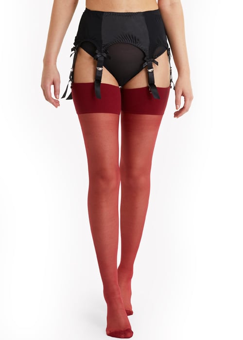 Playful Promises Merlot Seamed Stockings SideZoom 2