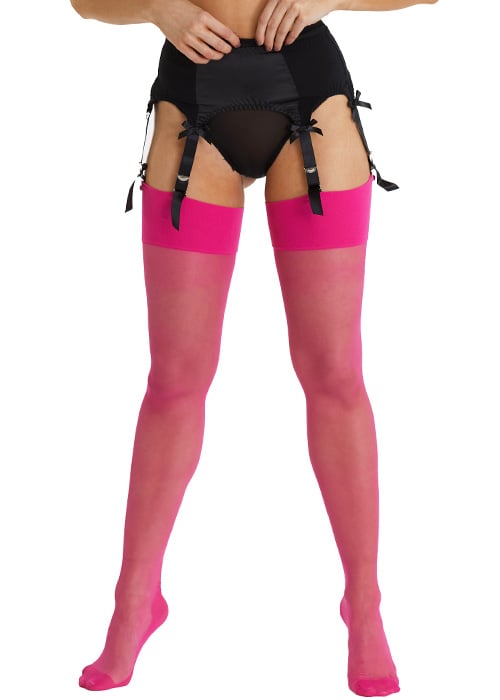 Playful Promises Pink Peacock Seamed Stockings SideZoom 2