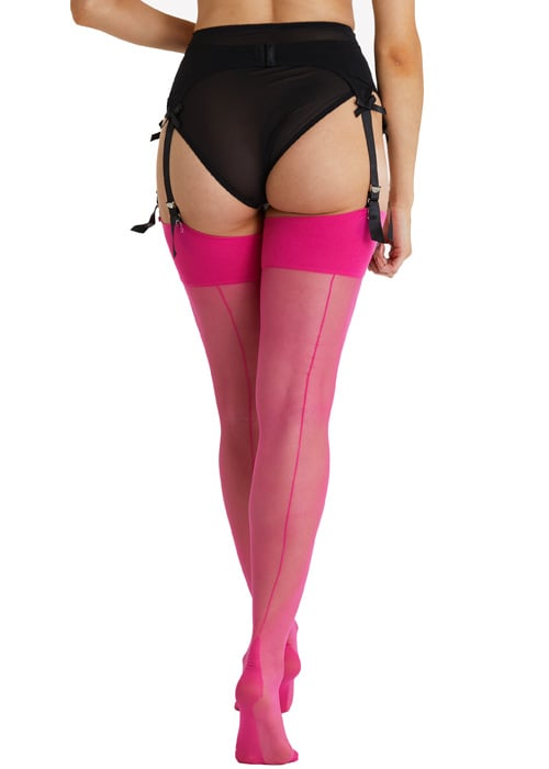 Playful Promises Pink Peacock Seamed Stockings image